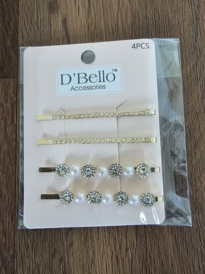 D Bello BLING ''BOSS'' And Pear Rose Gold Tone BOBBY PIN Hair BARRETTES