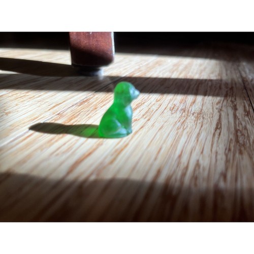 Miniature Tiny Green Glass Puppy Dog w Silver Collar .75” Opaque - Picture 4 of 12