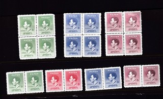 PAPUA X 3 BLOCKS 4 TO 5d 4 X PAIRS KGVI to 5d MINT NG (H40)