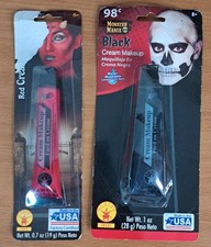 Halloween Rubie's Cream Makeup Lot Black 1oz and Red .7oz Sealed