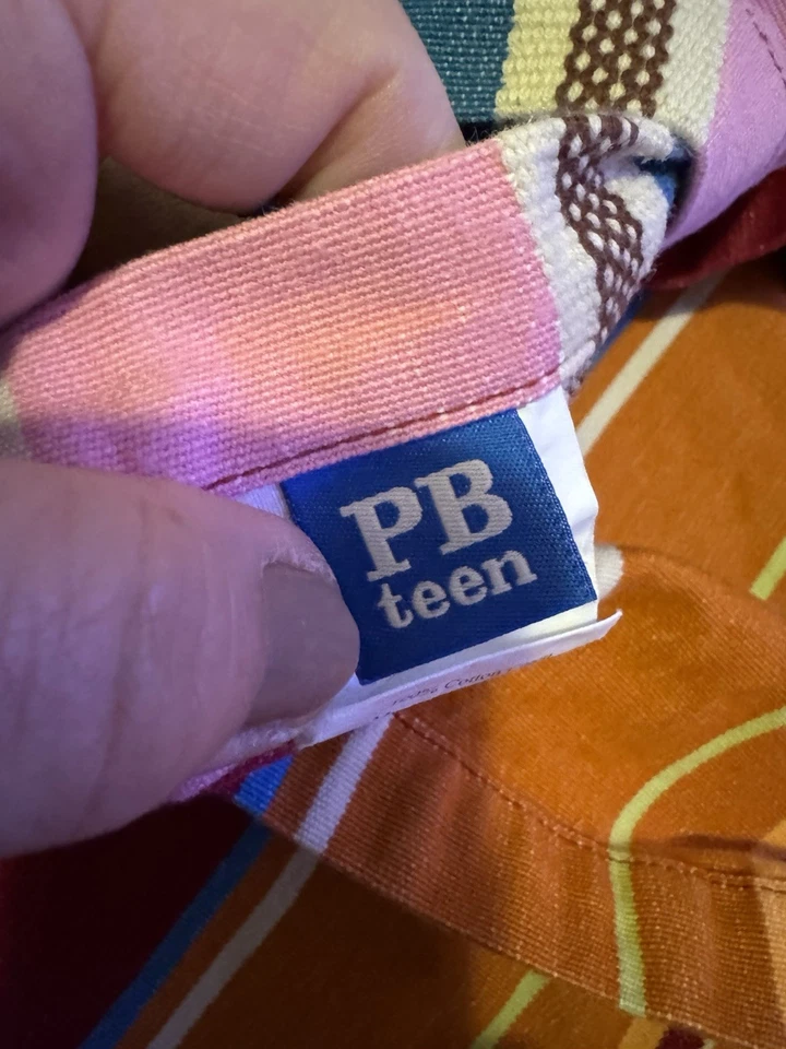 Juego de funda nórdica Pottery Barn Pura Vida colorida a rayas algodón pesado reina/completo Foto 4 de 4