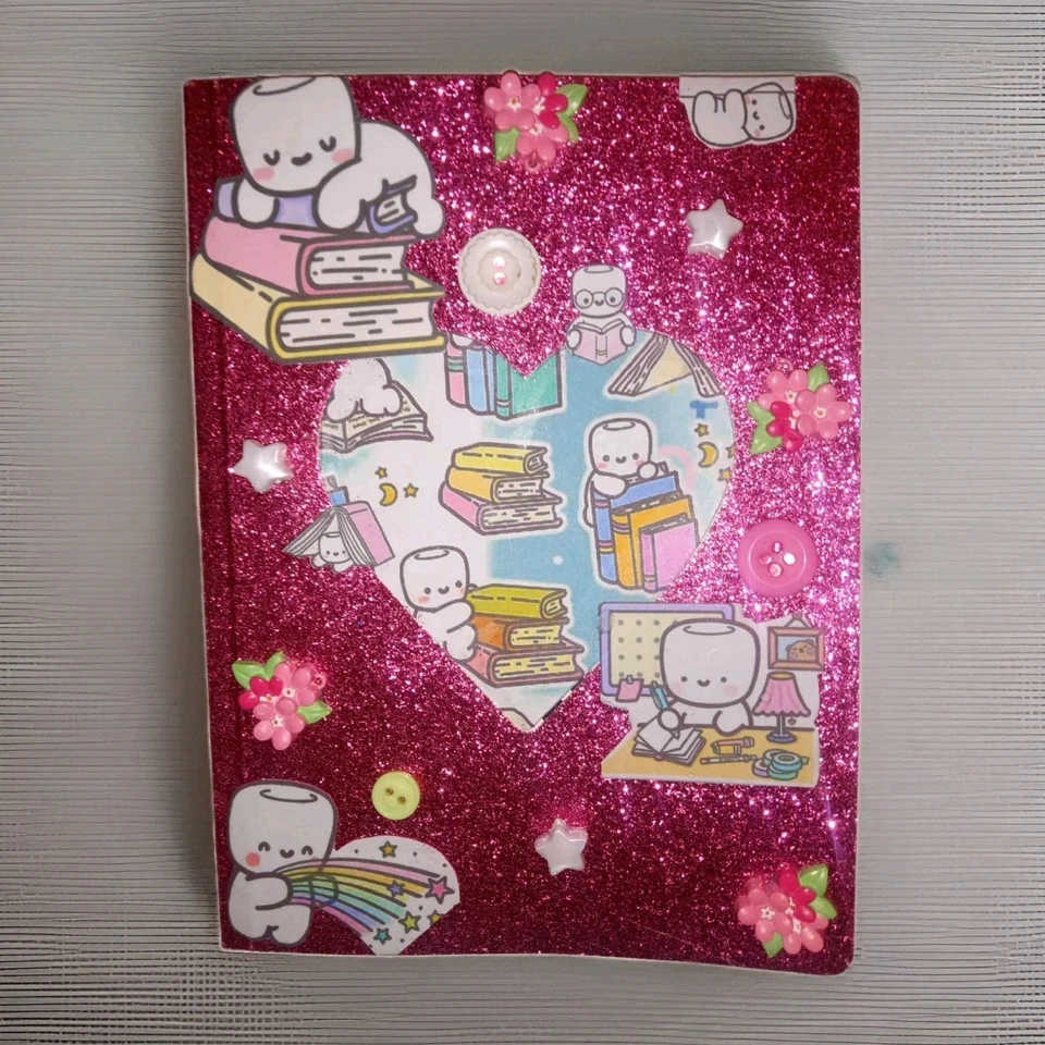 Marshmallow Studio OOAK Studio Handmade/ Decorated Journal Notebook Glitter Art  - Image 4 of 4