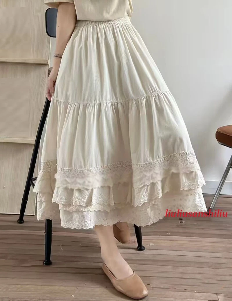 Sweet Girls Womens Ruffles A-Line Skirts Japanese Lolita Retro Princess Skirts