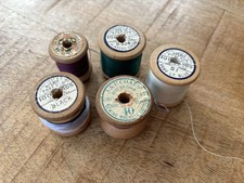 5 x Vintage Wooden Cotton Reels Bobbins Spools