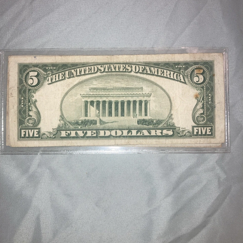 1953 C $5 Red Seal Note - Five Dollar Bill - Five - Banknote - Free Shipping - Image 3 of 4