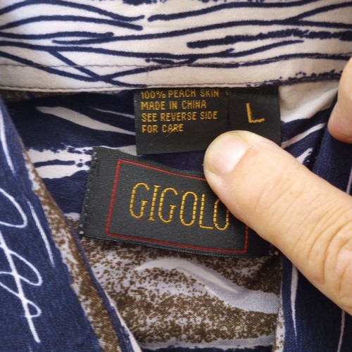 Camisa De Colección Gigolo Abotonada Para Hombre Grande 100% Piel Melocotón Diseño Abstracto Rara - Imagen 22 de 22