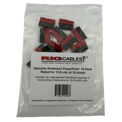 15 amp, 10-pack of Genuine Powerpole ® Connector Bundles by Rig Cables ...