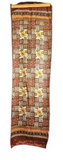 Vintage 1970s Made in Japan Acetate Scarf Brown Patchwork Floral Oblong 43x13