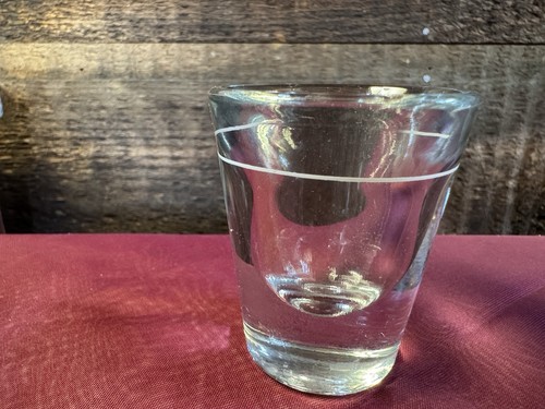 Vintage 8 Shot Glasses 2&3/8” Heavy Thick Beveled Bottom w/ Pour Line - Picture 4 of 7