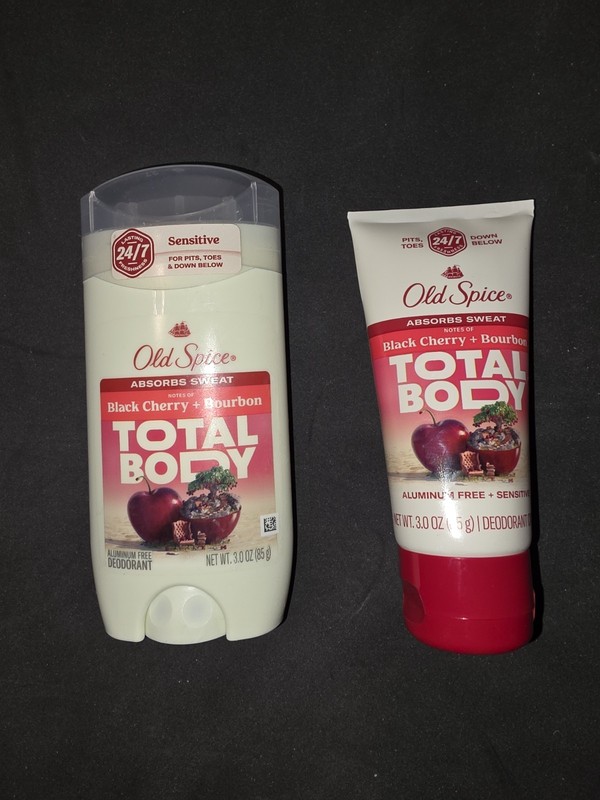Set Of 2- Old Spice Aluminum Free Total Body Deodorant, Black Cherry and Bourbon