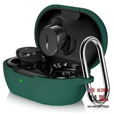 for Bose New QuietComfort Earbuds Case Cover, Soft Silicone Dark Green