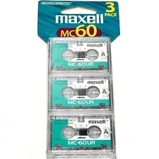 Maxell 3 Pack Blank MC-60 Microcassette Tapes NEW 60 Minute