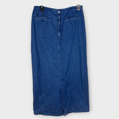 Vintage Denim Jean Midi skirt front back slits Bechamel Modern 10 Cotton Modest