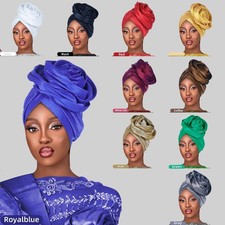 New Big Rose Wrap Cap Africa Elasticity Solid Color Auto Gele Wedding Headwear