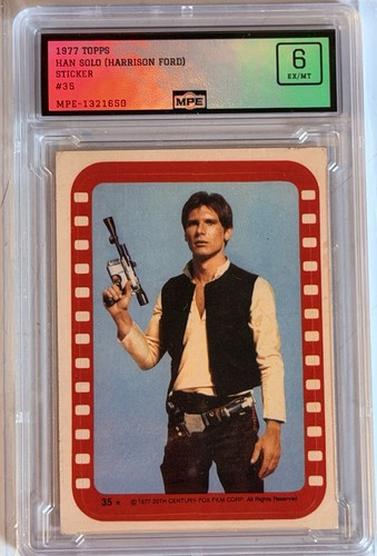 1977 Topps Star Wars Stickers #35 Han Solo (Harrison Ford) — PSA 6