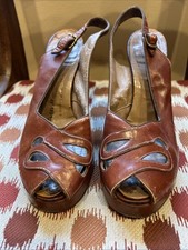 1940 s Brown Leather Platform Shoes Sz 6