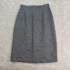 Vintage Michele Skirt Womens 10 Gray Solid Wool Pencil Midi Lined Made In USA