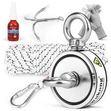 Magnet Fishing Kit,130kg(286lb) Strong Pull, Double Sided Magnet Fishing