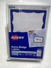 Avery 5143 Name Badge Labels, Red Border, 2-1/3 x 3-3/8", Pack of 100