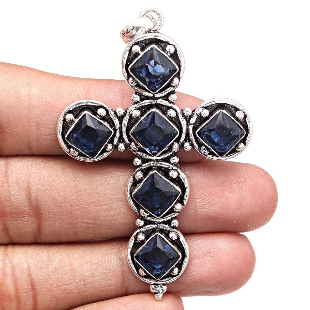 Tanzanite Quartz Pendant Mother's Day Gift in 925 Silver Jewelry 2.75 Inch