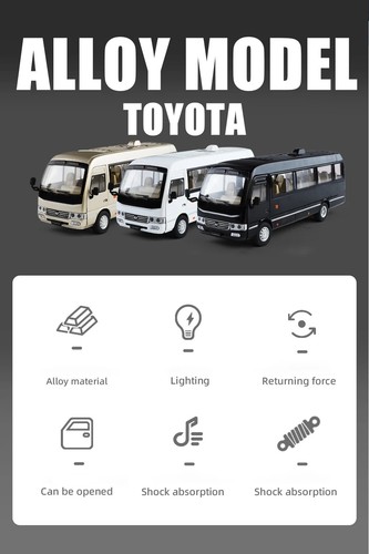 1:24 Toyota Coaster Bus Diecast Model Simulation Sound Light Kids Birthday gift - Picture 10 of 27