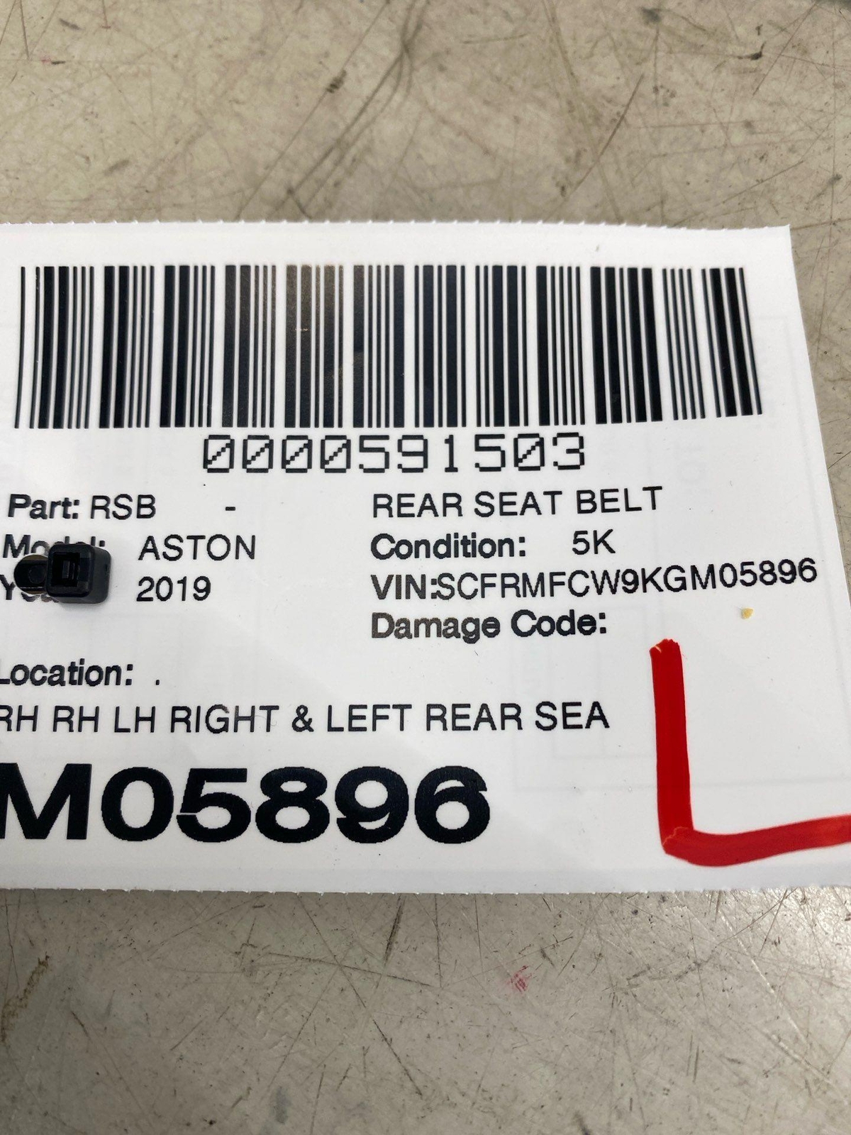 2017-2023 ASTON MARTIN DB11 RIGHT & LEFT REAR SEATBELT BUCKLE SET HY53-613K21-AB