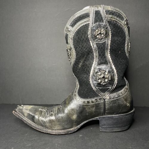 Ariat Cowboy Boots Studded Snip Toe Black Leather 10008757 Women - Sz 7 B - Picture 3 of 8