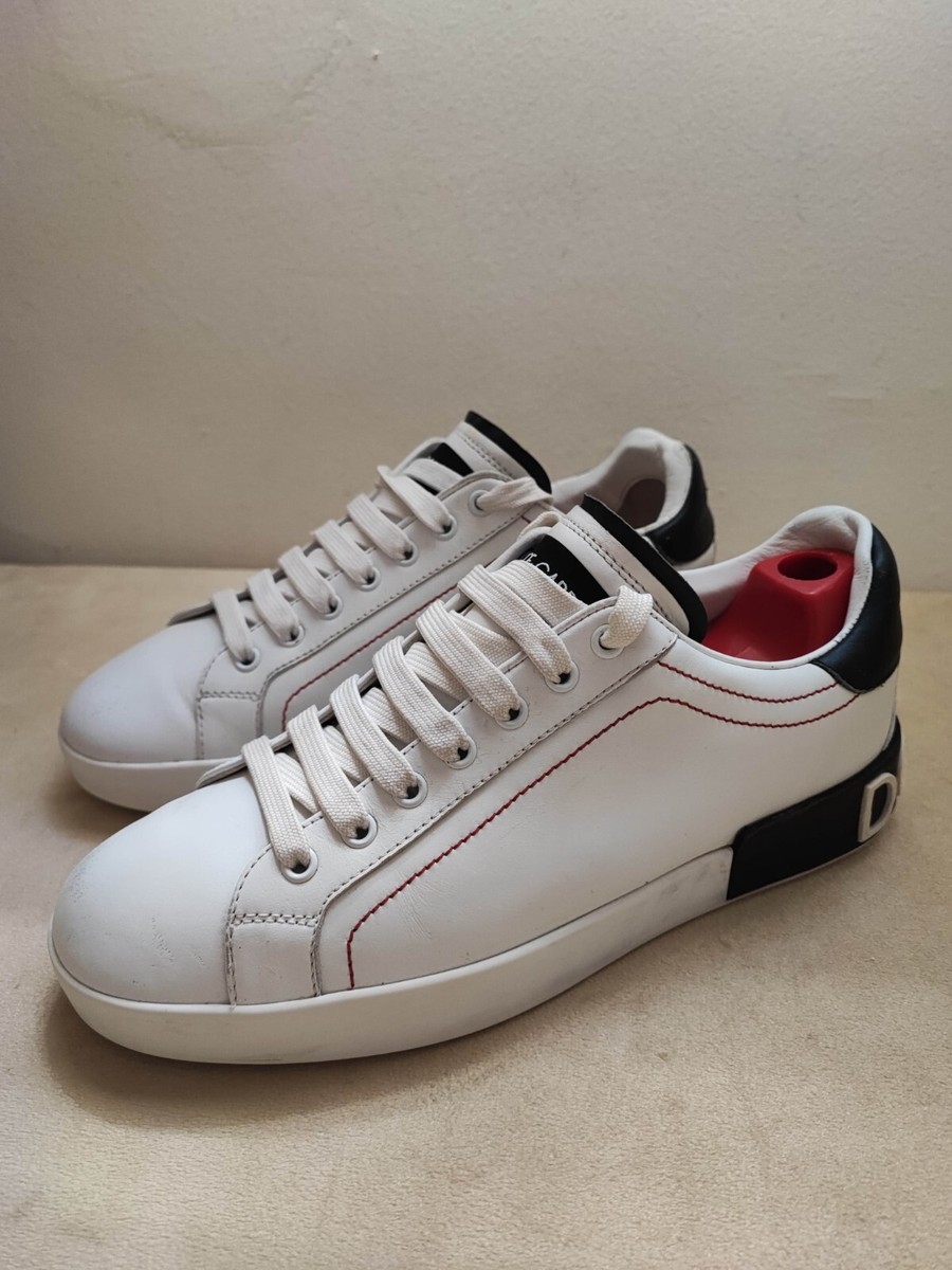 WHITE LEATHER PORTOFINOスニーカー Dolce & Gabbana Portofino Sneakers White Leather Logo Shoes