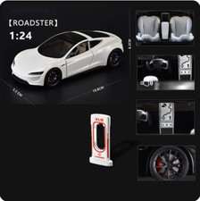 1:24 Tesla Roadster Alloy Die Cast Toy Car Model Sound and Light Toy Collectible