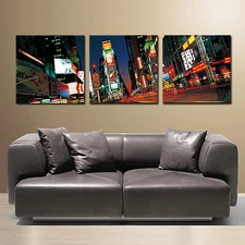 TIME SQUARE/NYC ready to hang mounted fiberboard canvas art/betterThan stretched