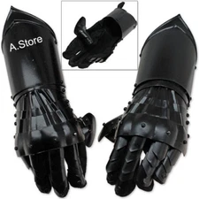 Medieval Steel Halloween Functional Gloves Black Antique Armour Gauntlet Gloves
