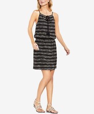 $340 Vince Camuto Women'S Black White Embroidered Drawsting Casual Dress Size Xs