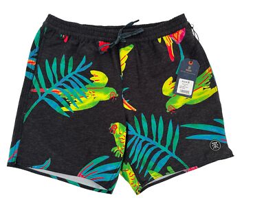 $66 Roark Men s Shorey Macaw 16'' -Parrot Print- Black- Small- New Tags