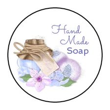 30 HAND MADE SOAP STICKERS ENVELOPE SEALS LABELS 1.5" ROUND ALL NATURAL SOAP