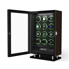 Fingerprint Unlock LED Automatic 12 Watch Winder Storage Box with RGB Light Gift