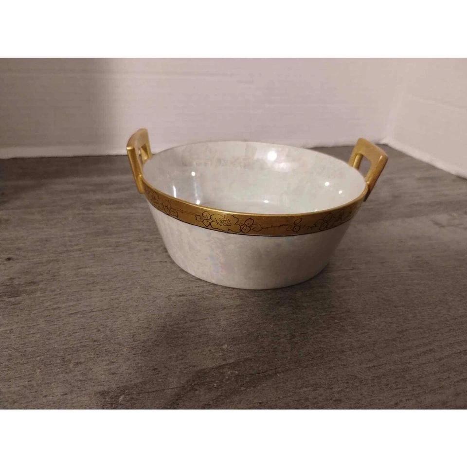 Banheira de manteiga 5" D. Phillips ouro e branco perolizado brilho mercadoria 28/09/27 - Imagem 2 de 4