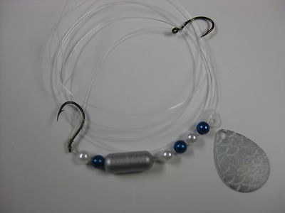  Walleye 2 Hook Floating Float Spinner Blades Rigs Crawler Harness (Glow Scale)