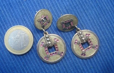 B35 Pair Boucle Oreille BO GAS Bijoux Strass Lot Bijou - Photo 1/2