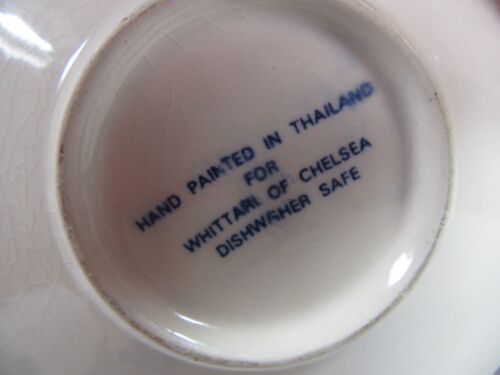 4 X Whittard Of Chelsea Espresso Cups & Saucers Hand Painted -Thailand .Blue/Wh - Picture 6 of 8