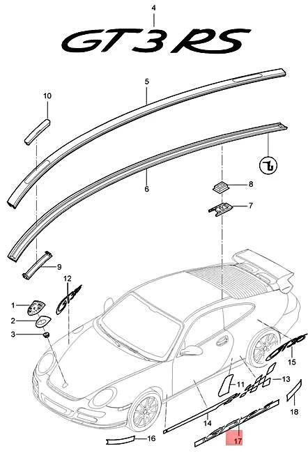 Genuine PORSCHE 997 Gt3 Decorative Film Left Black 99755933390041 