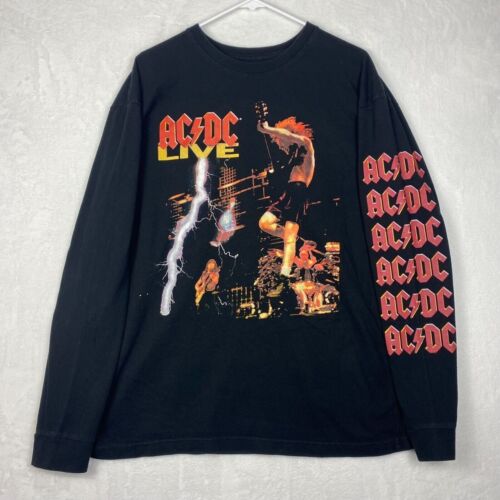 Camicia grafica ACDC Live adulto extra large nera manica lunga girocollo rock band