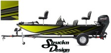 Boat Wrap Modern Yellow Curve Abstract Graphic Kit Vinyl Decal Fish Bass Fishing