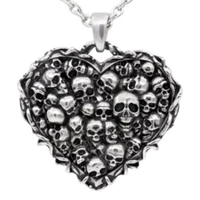 Skulls Heart Pendant Necklace Captivated Souls Stainless Steel Jewelry Controse