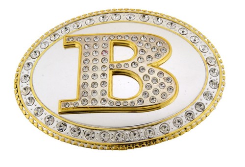 Initial B Letter Belt Buckle Men Women Gold Silver Metal Mirror Western Fashion - Picture 3 of 6