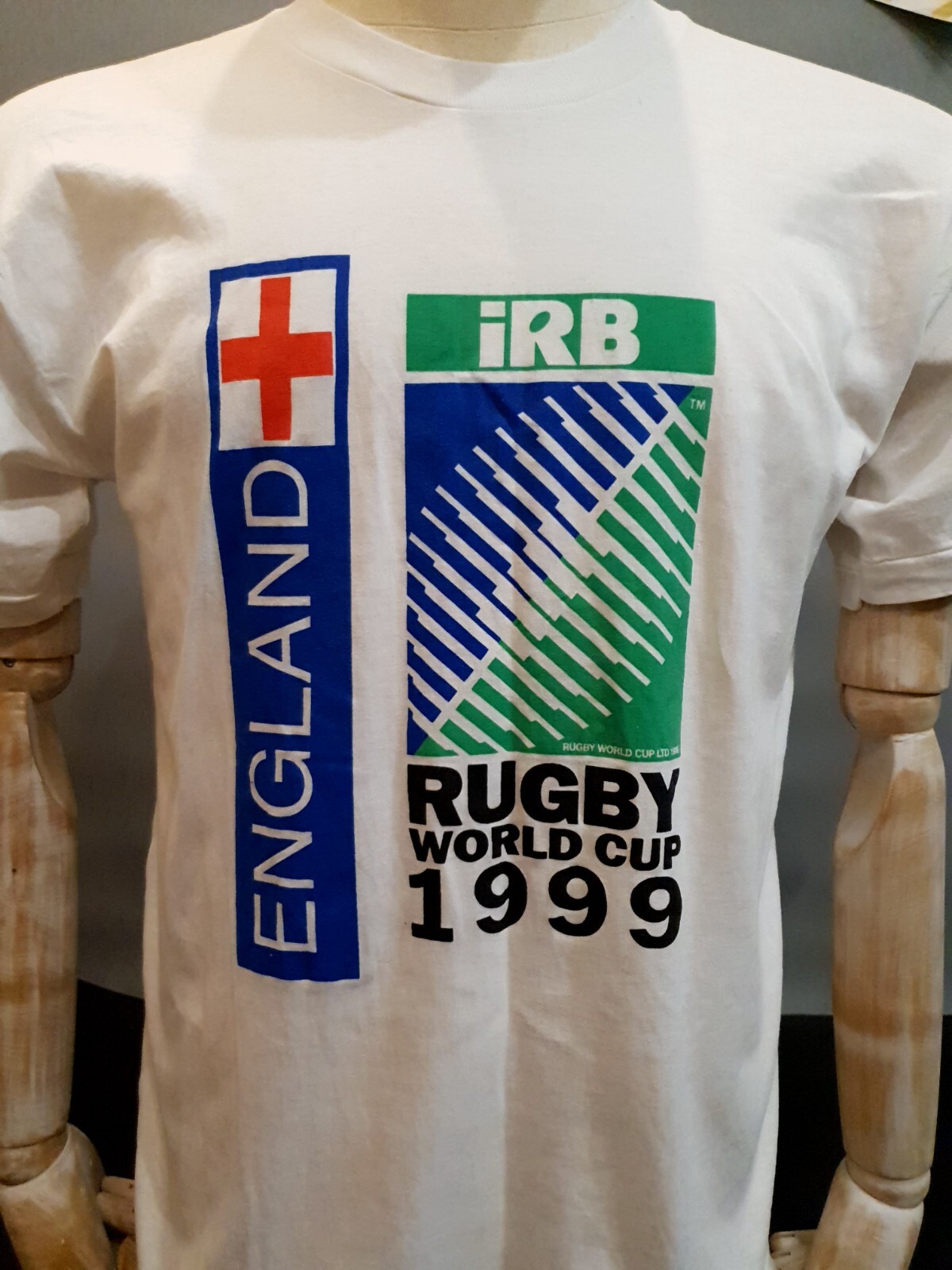 IRB England Rugby World Cup 1999 Vintage 90s White Cotton T-Shirt Tee ...