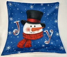 Snowman Whimsical Fun CHRISTMAS Throw Pillow Cover Winter Holiday Home Decor 18”
