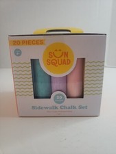 New Sun Squad Sidewalk Chalk Set 20 Pieces, Multicolor, Washable Non-Toxic