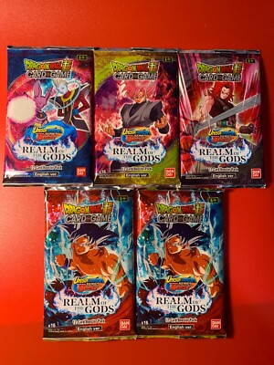 DRAGON BALL SUPER TCG: REALM OF THE GODS Booster Pack Lot - 5 Packs Total |  eBay