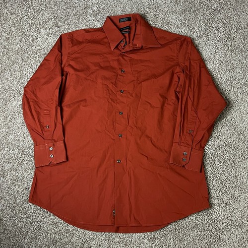 J Ferrar Mens Dress Shirt Burnt Orange 
