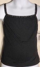 GK ELITE DANCE TOP CHILD LARGE BLACK CAMI FOIL DANCE CHEER JAZZ GYM SIZE L NWT 